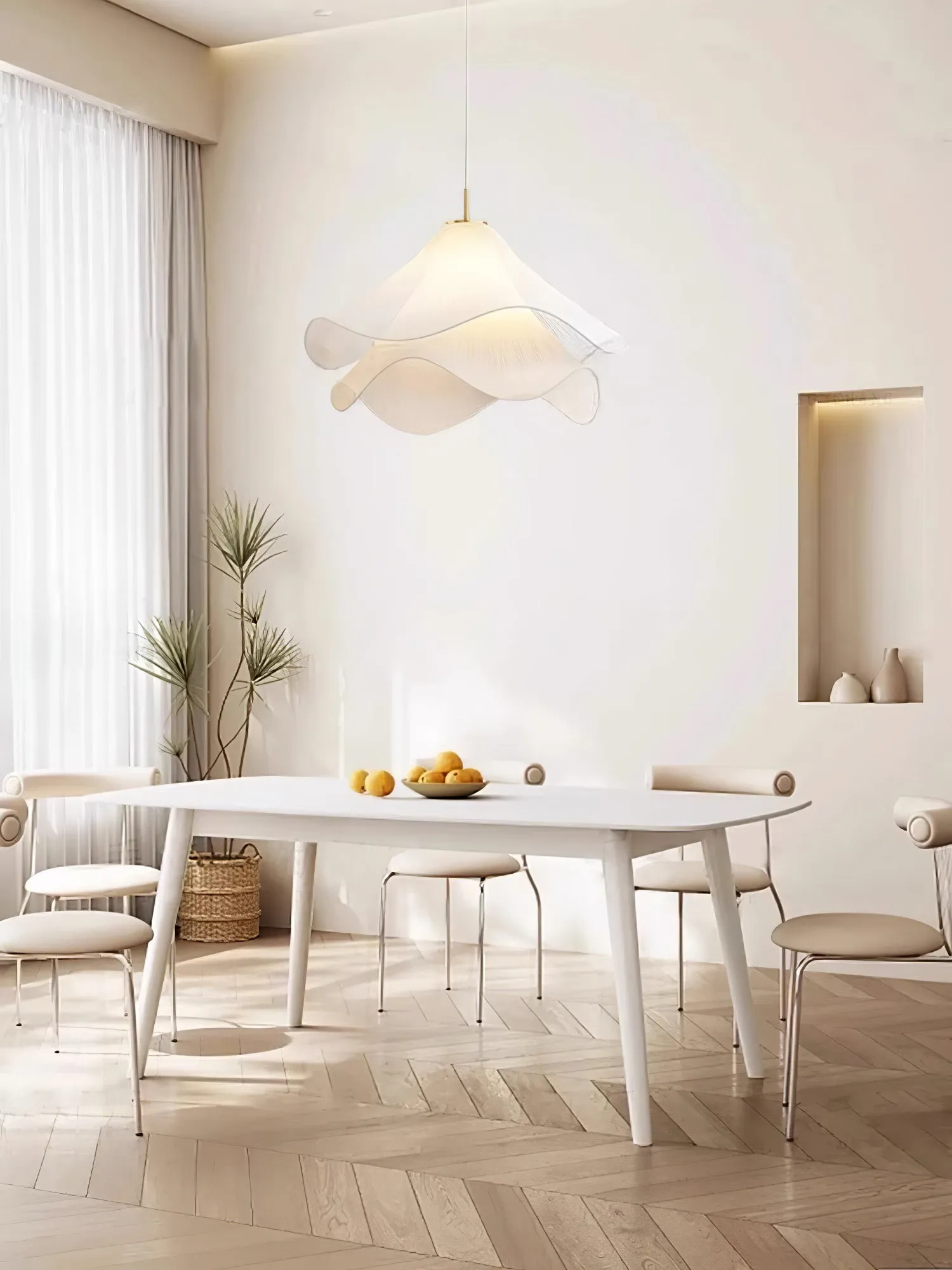 Ethereal Elegant Floral Pendant Light - Adjustable Modern Ceiling Fixture for Living Rooms T087