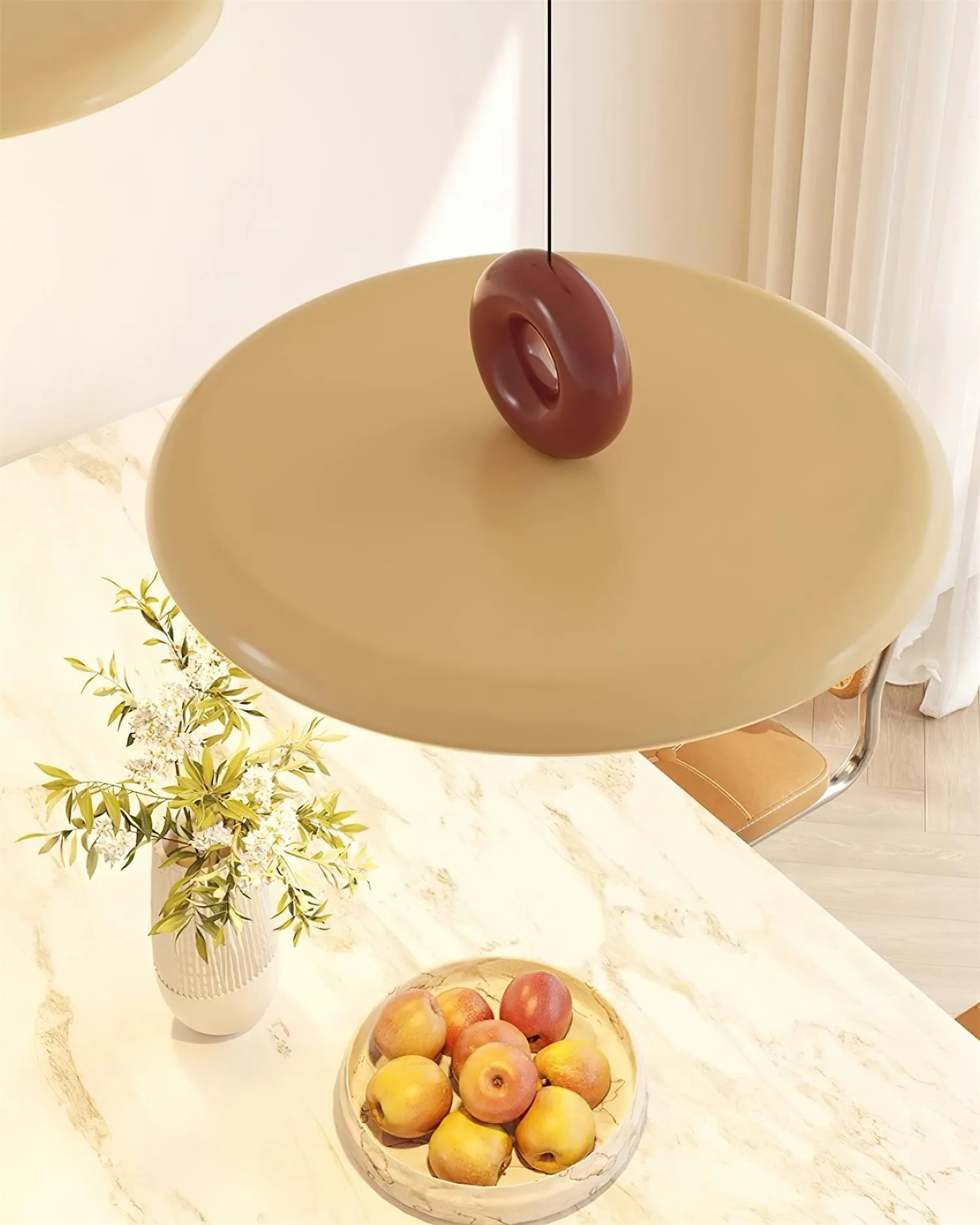 Cream Style Vertical Flying Saucer Pendant Lamp M269