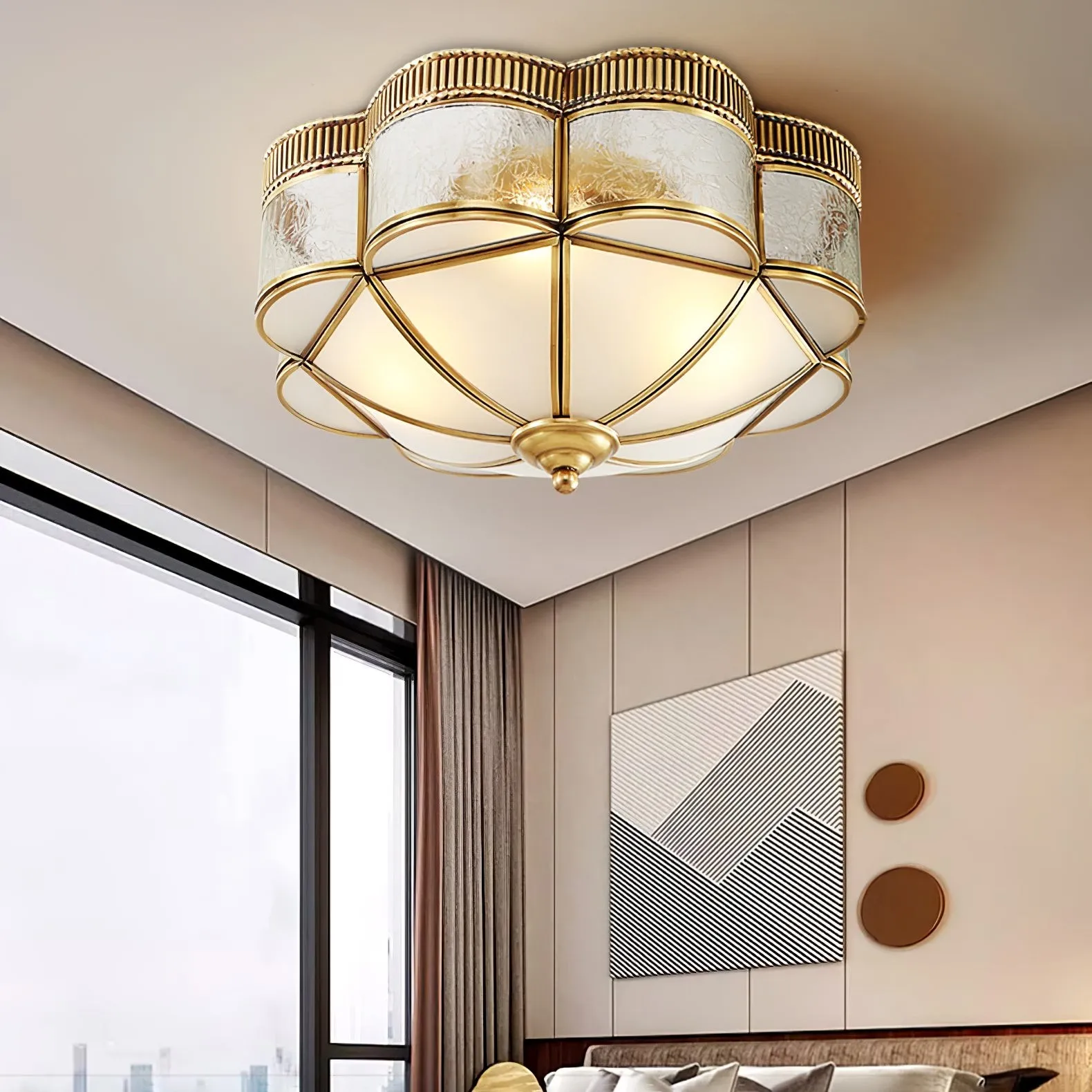 Brass Domed Flush Ceiling Lamp M572