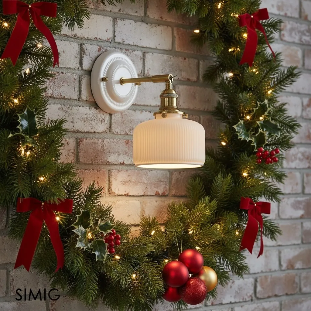 Vintage Ceramic & Brass Wall Sconce – Elegant Lighting for Bedrooms & Hallways T265