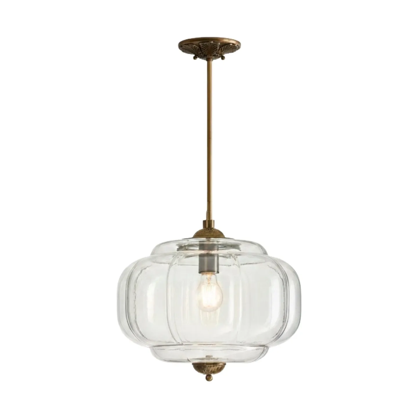 Eloise Vintage Pumpkin Glass Semi-Flush Mount Pendant Light G53