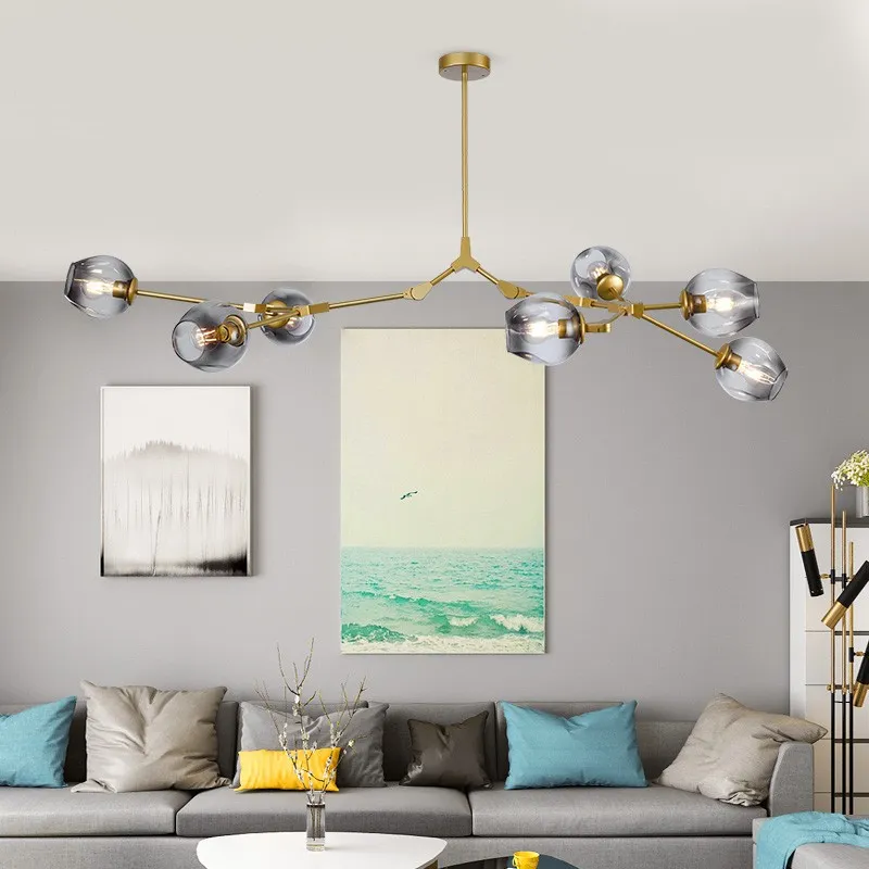 Asymmetrical Articulated Globe Branching Bubble Chandelier
