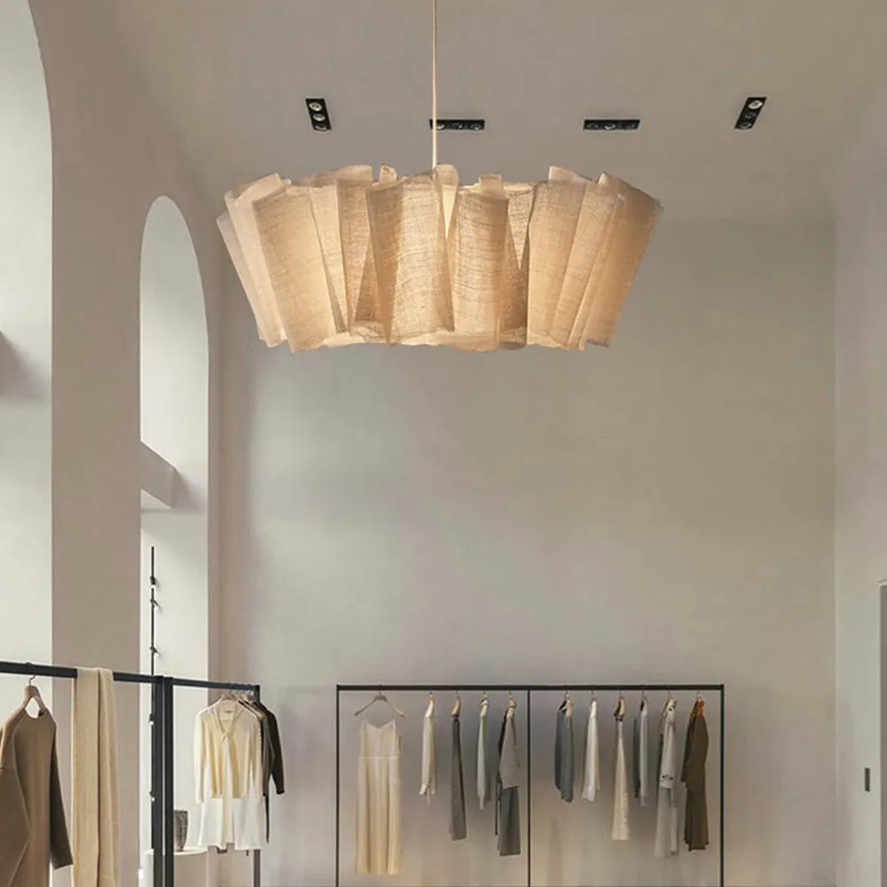 Scandinavian Pleated Fabric Pendant Light – Adjustable Hanging Lamp for Dining Room T191