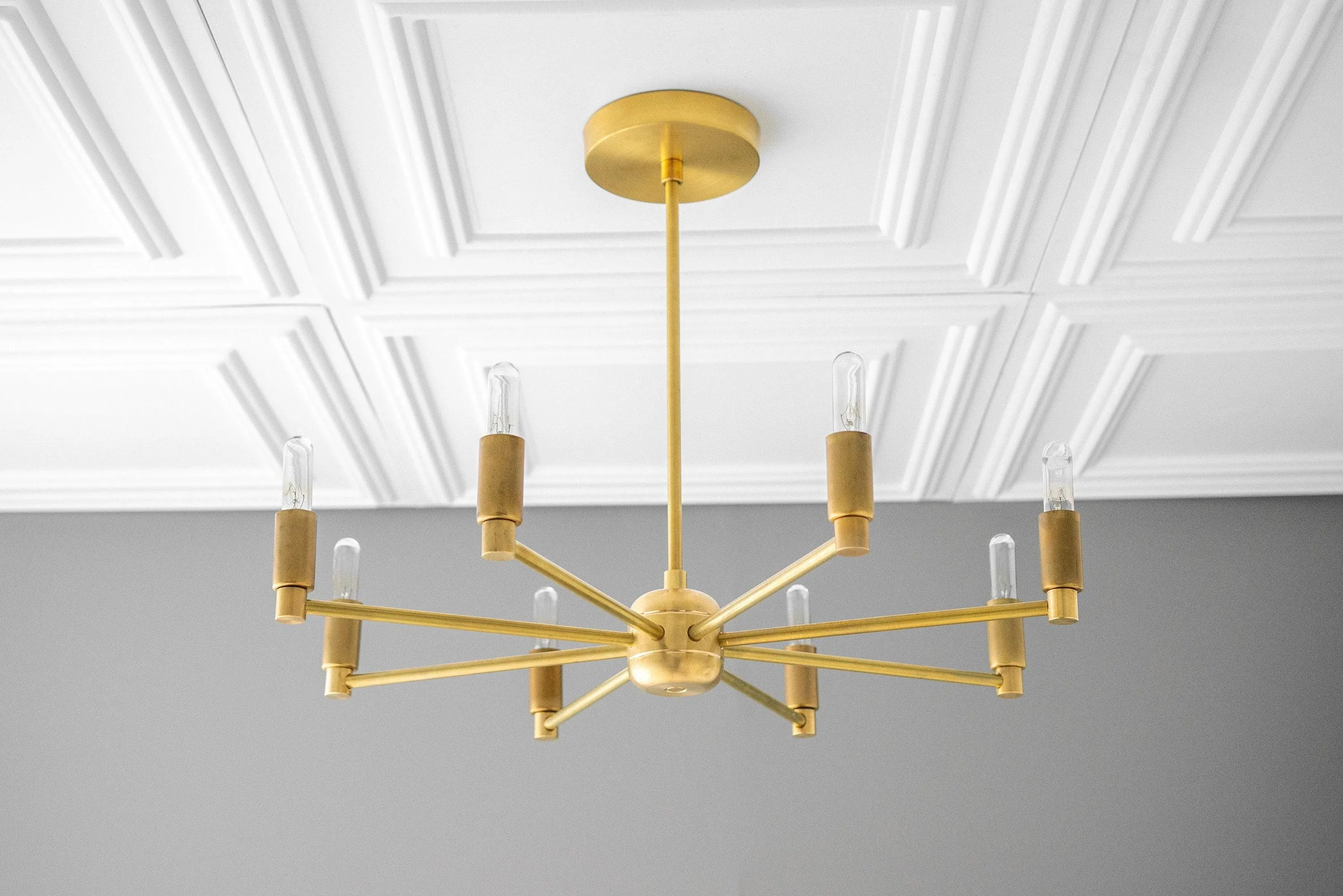 Mobilux Line Modern Chandelier - 8 Arm Mid Century Hanging Light T338