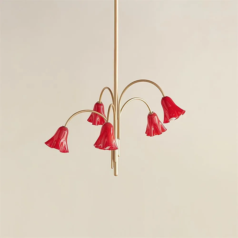 Bellina Modern Romantic Chandelier - Botanical Lily Design with Glass Flowers T280