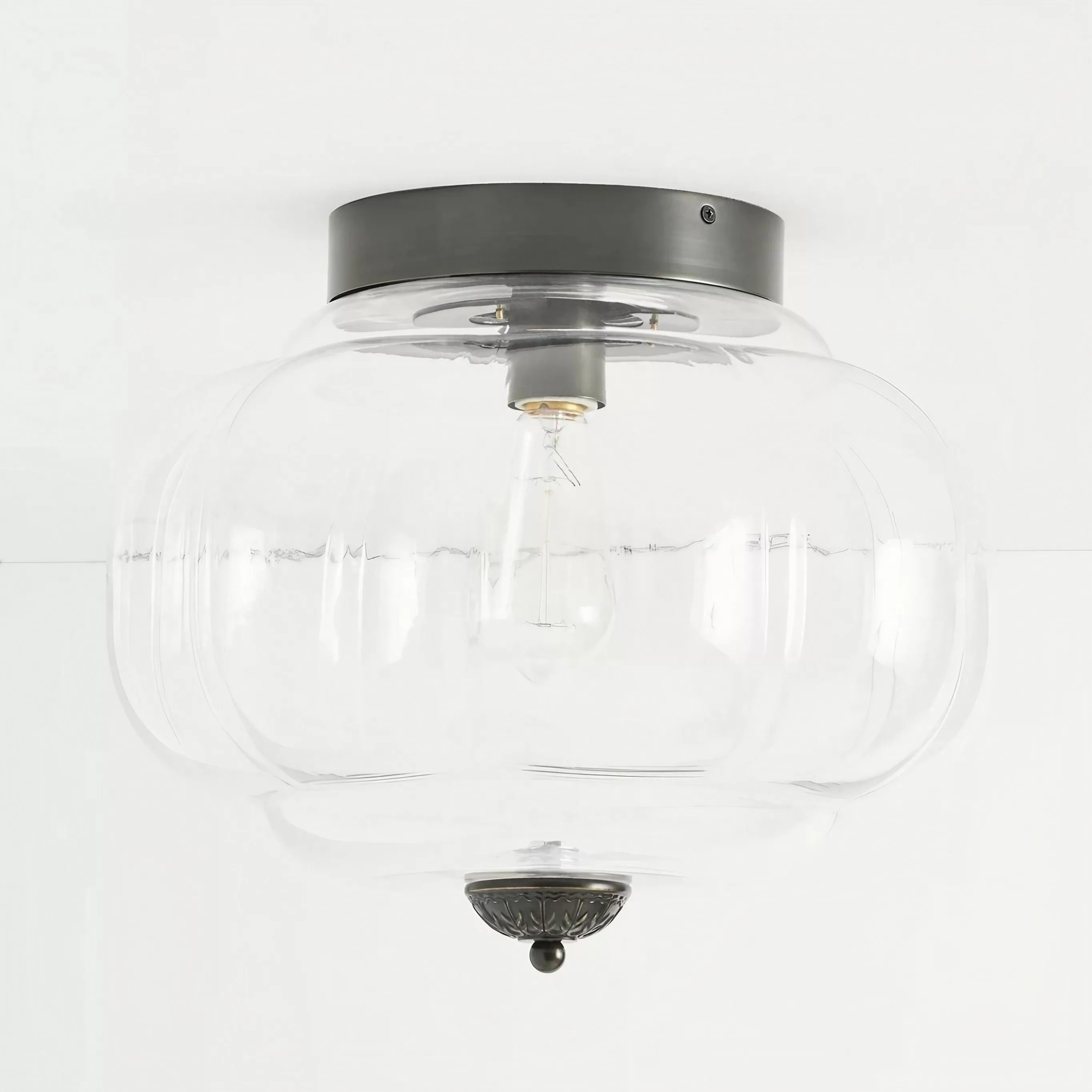 Vintage Eloise Milk Glass Flush Mount Ceiling Light - Vintage Charm Soft Glow T287