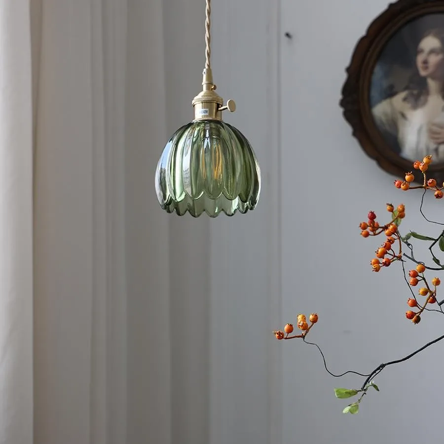 Japanese Retro Glass Flower Pendant Light S28