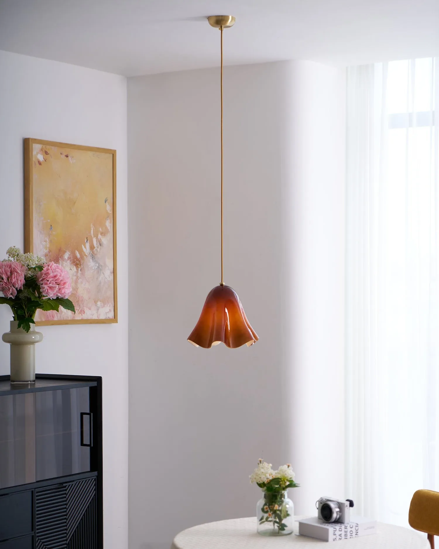 Bellina Artistic Glass Pendant Light - Modern Bloom Inspired Hanging Ceiling Lamp T279