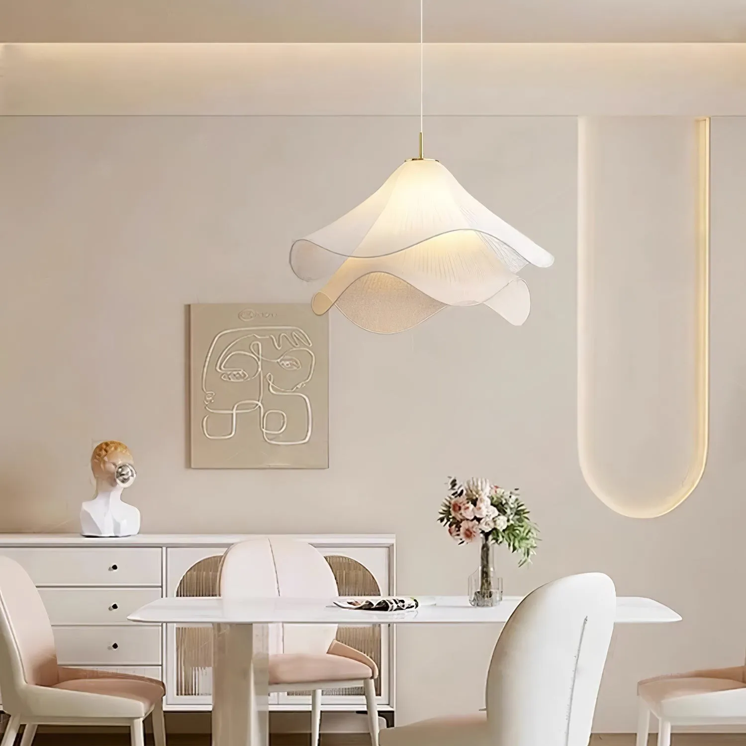 Ethereal Elegant Floral Pendant Light - Adjustable Modern Ceiling Fixture for Living Rooms T087