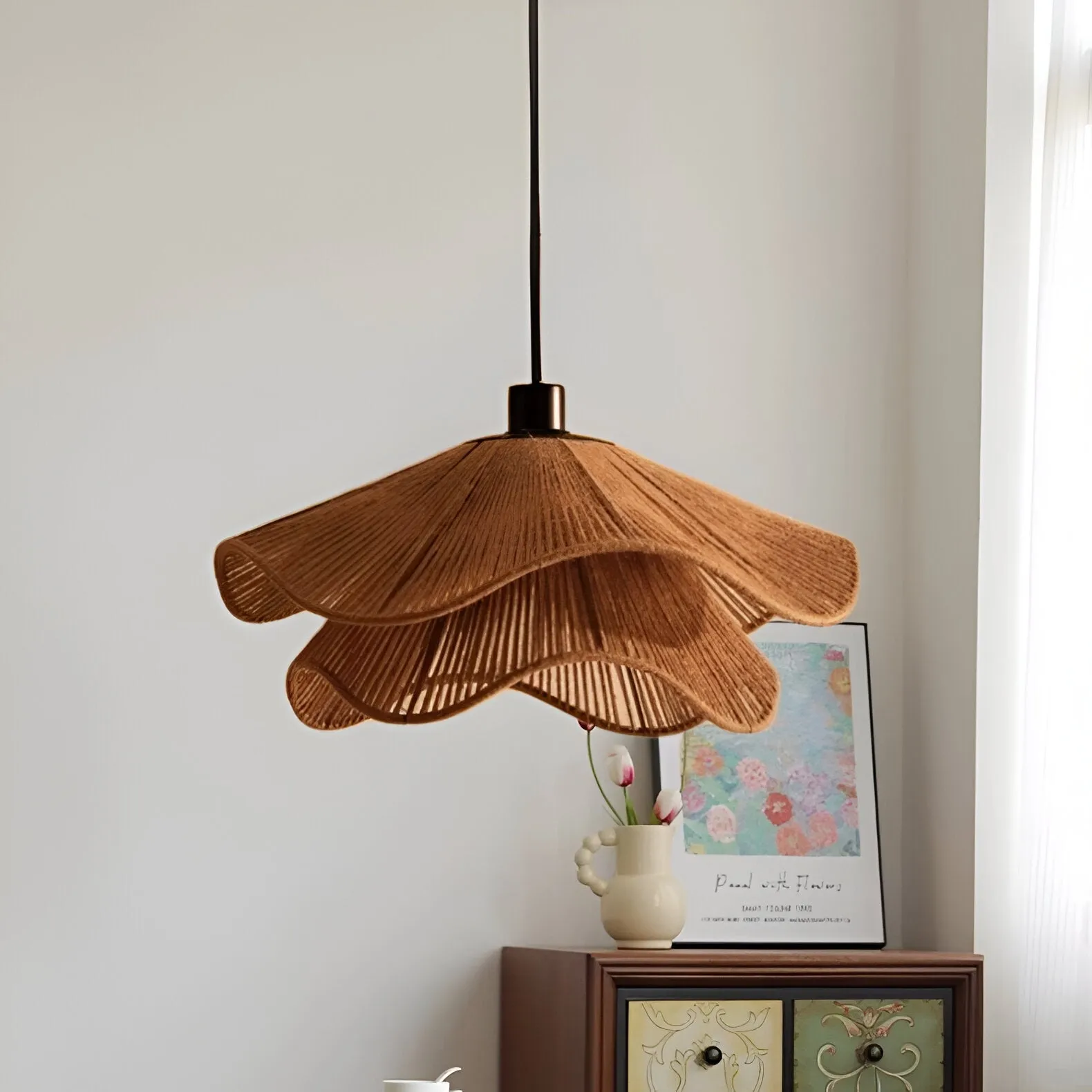 Cape Points Boho Natural Jute Fiber Pendant Light D838