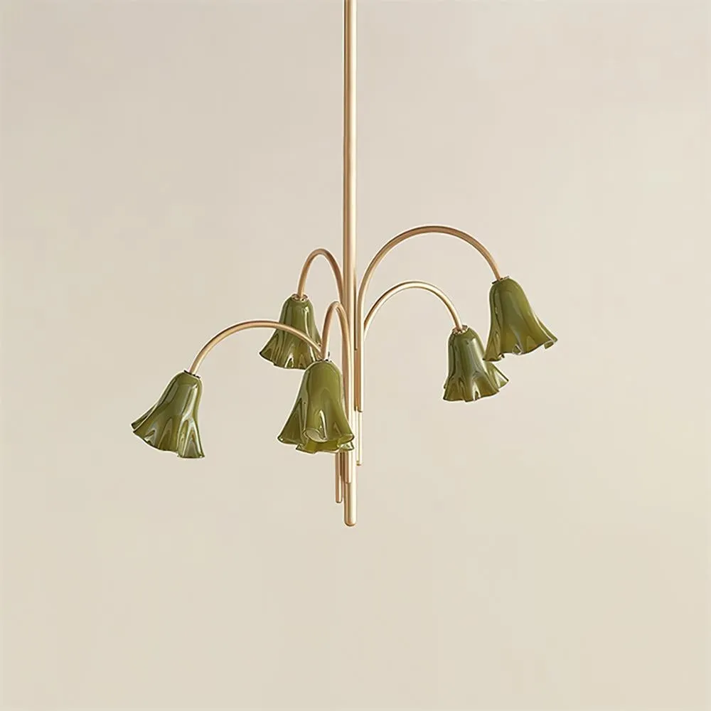 Bellina Modern Romantic Chandelier - Botanical Lily Design with Glass Flowers T280