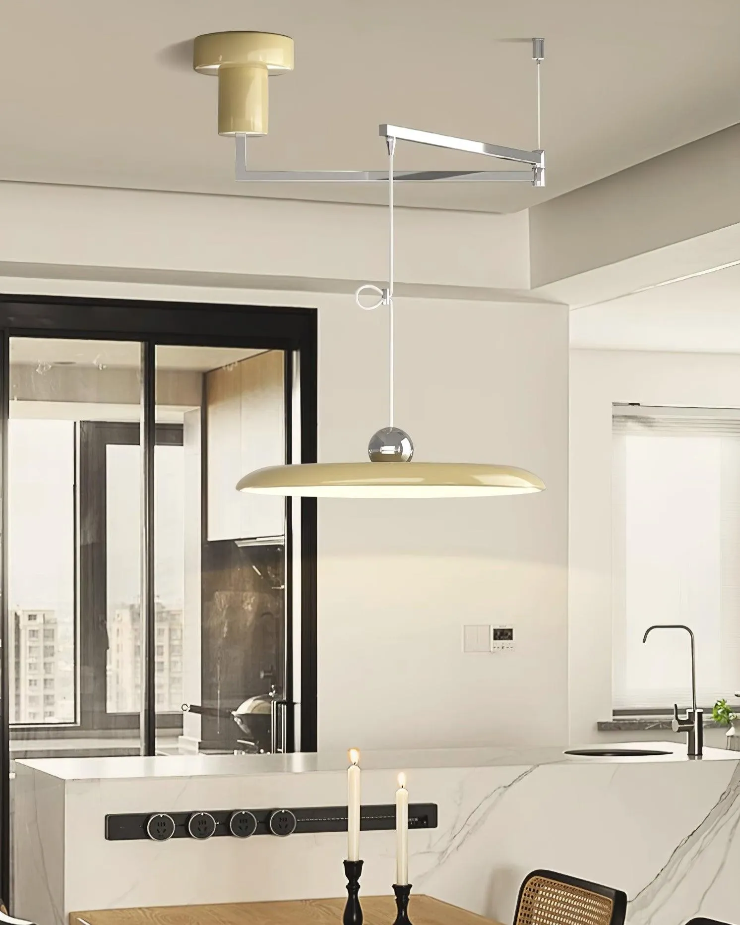 Simple Modern Adjustable Swing Arm Disc Pendant Lamp M110
