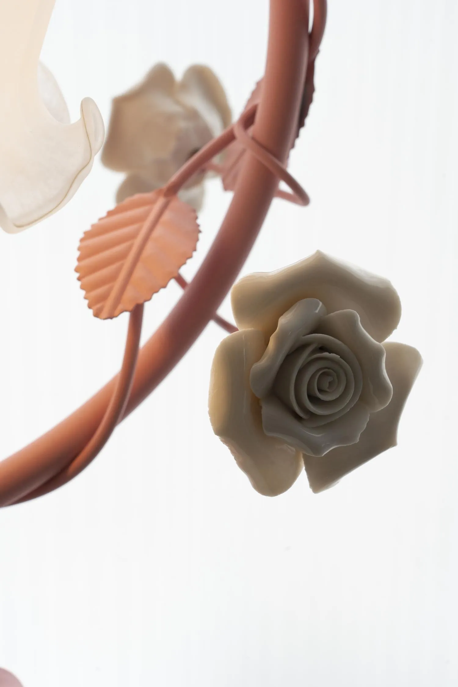 Green Pink White Rose Flower Table Lamp M209