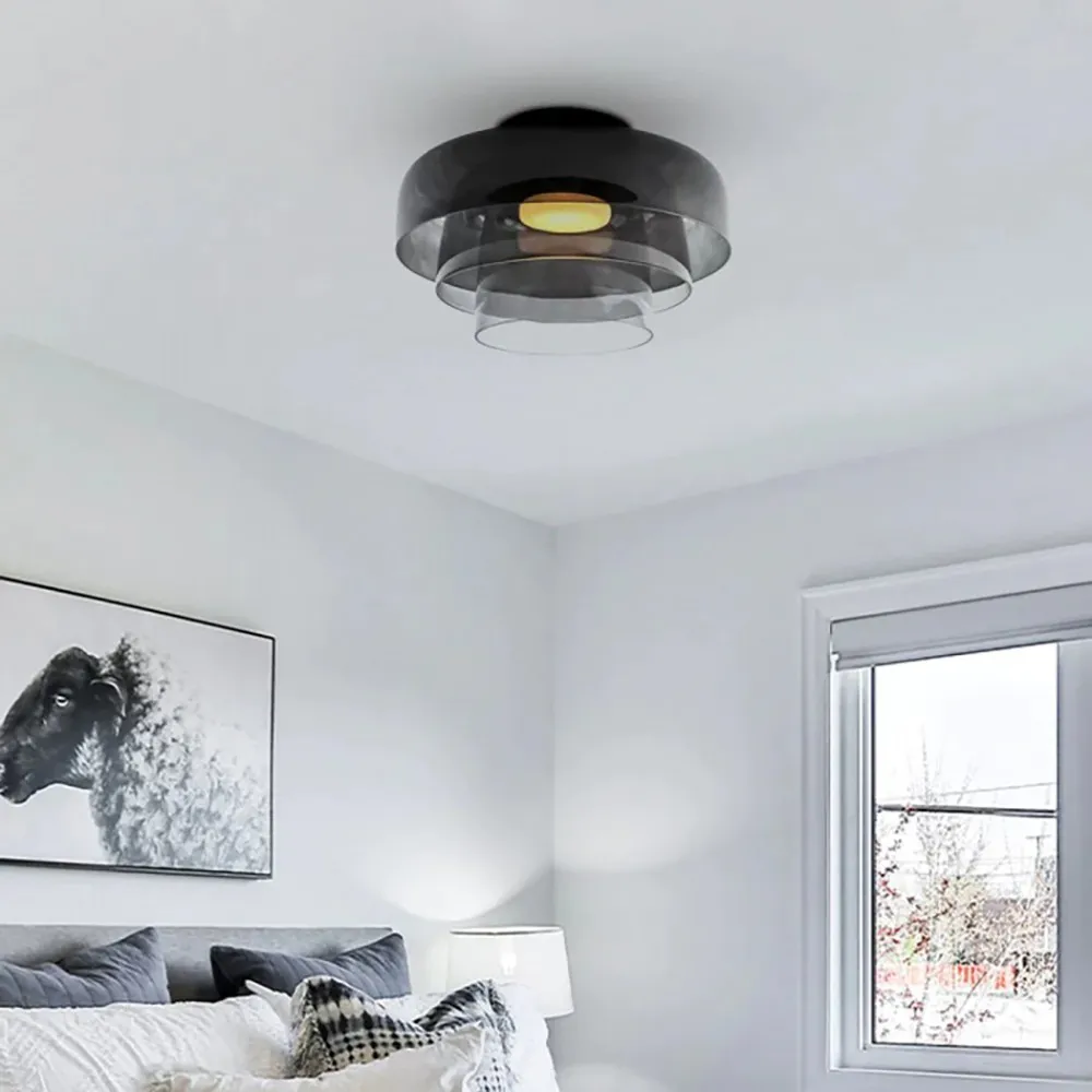 Nordic Morandi Glass Bowl Shaped Ceiling Lamp S144