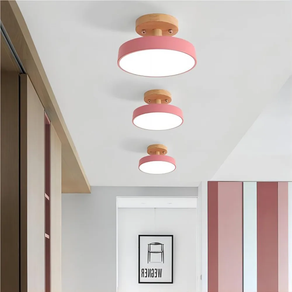 Nordic Macaroon Wooden Round Ceiling Lamp S82