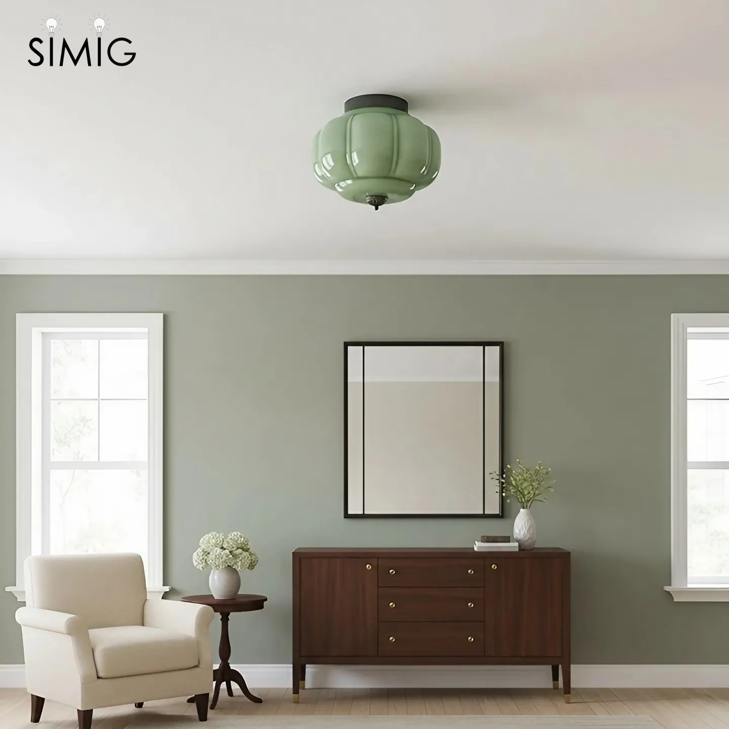Eloise Retro Milk Glass Semi Flush Mount Ceiling Light G55