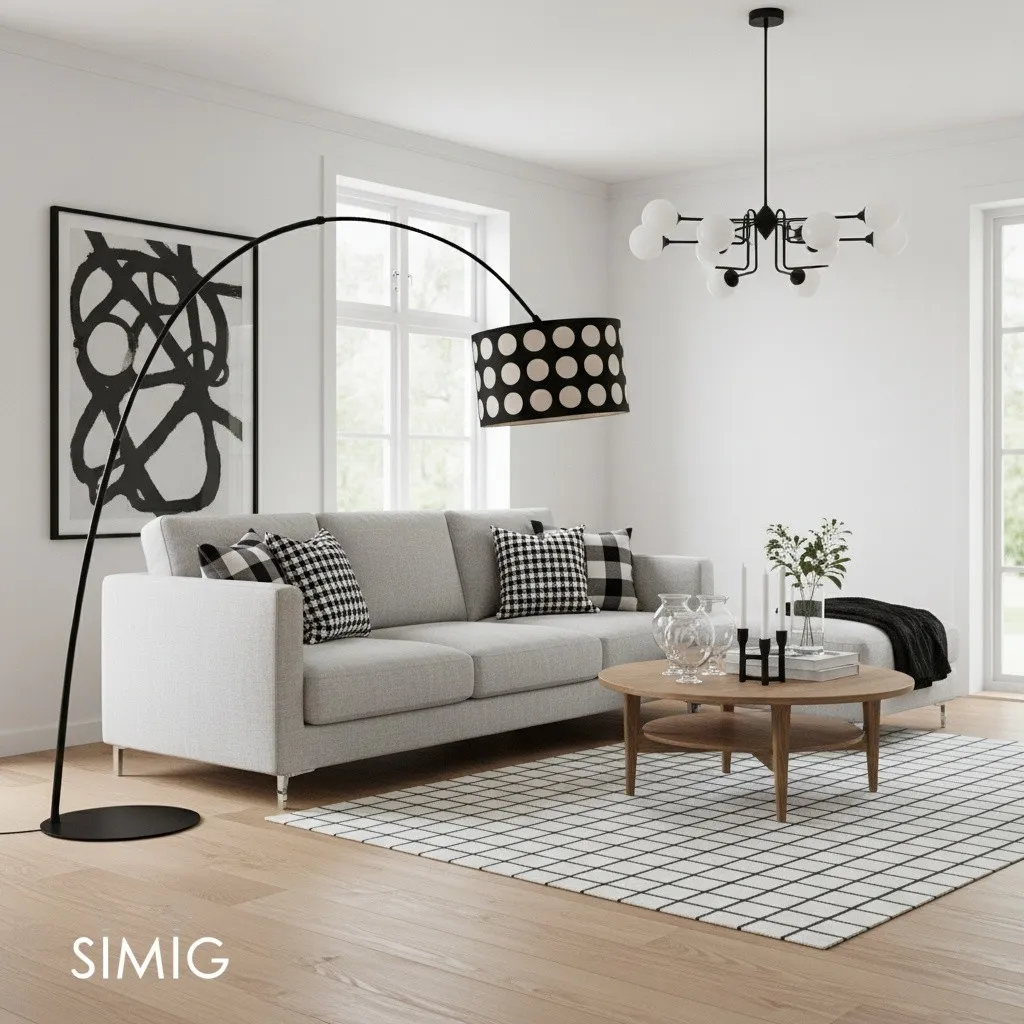 Geometry Polka Arc Fabric Floor Lamp S363