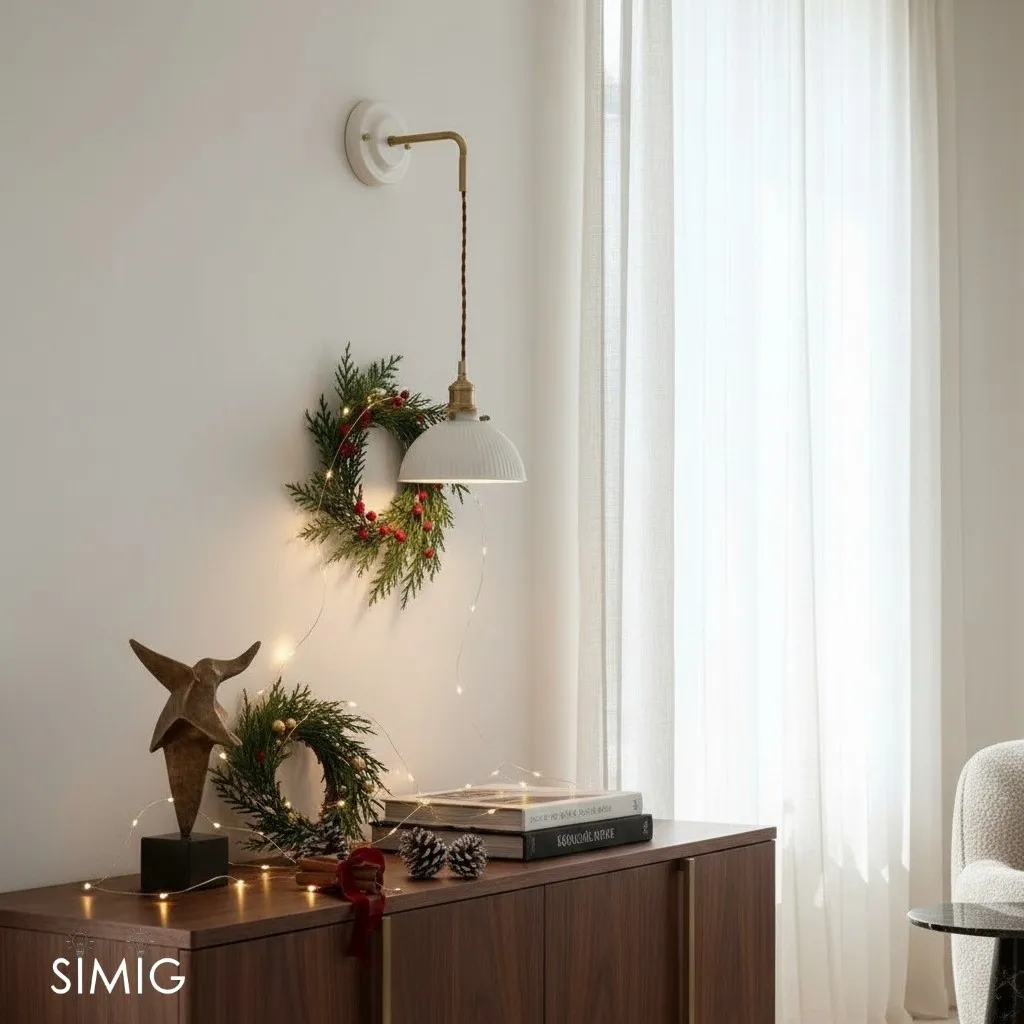 Elegant Ceramic Wall Sconce – Minimalist Modern Lighting for Living Rooms T449