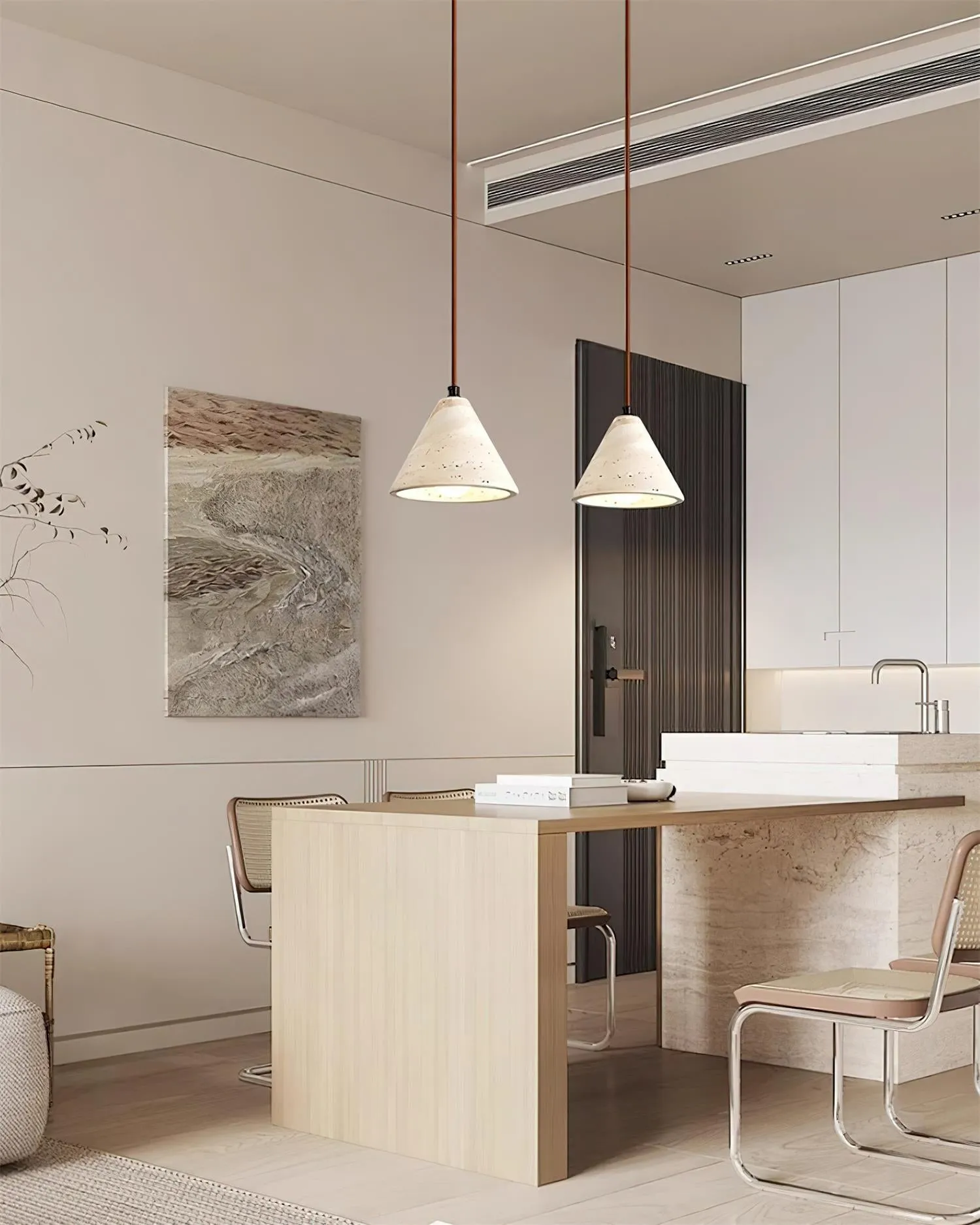 Travertine Conical Pendant Lamp M262