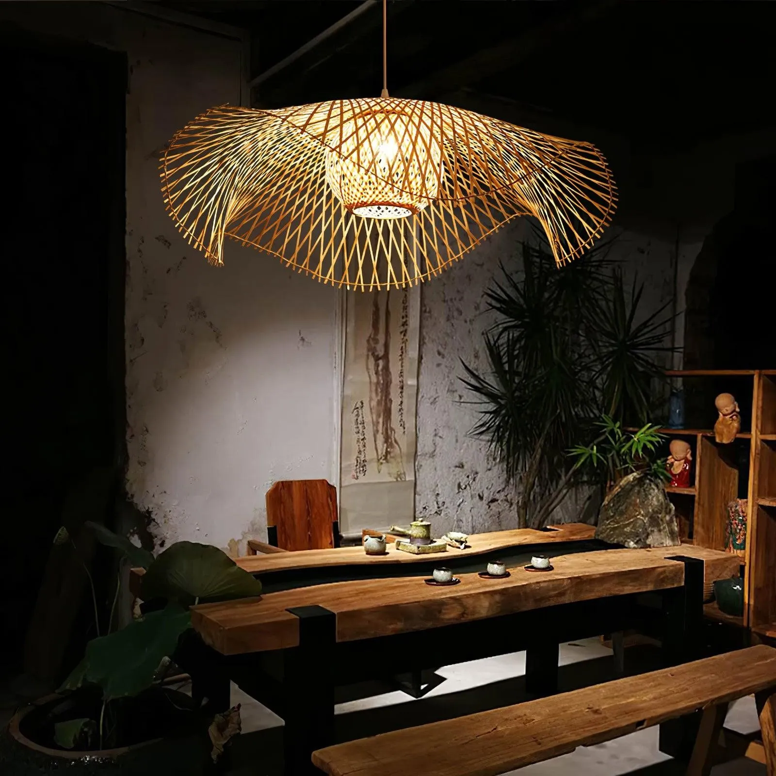 Bamboo Lotus Leaf Pendant Lamp P004