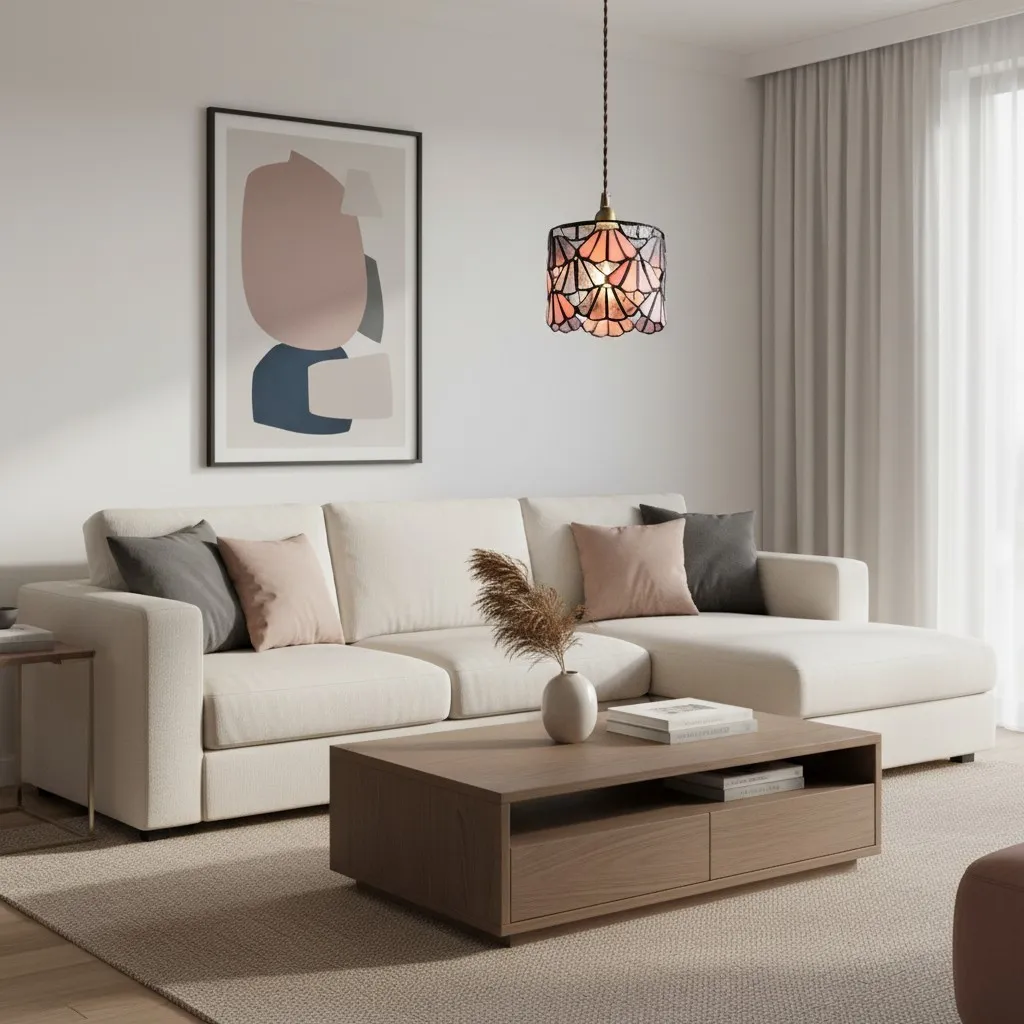 Vintagia Tiffany Inspired Pendant Light - Artistic Glass Shade Pendant for Dining Island T514