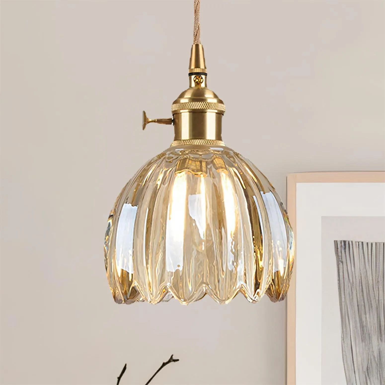 Japanese Retro Glass Flower Pendant Light S28