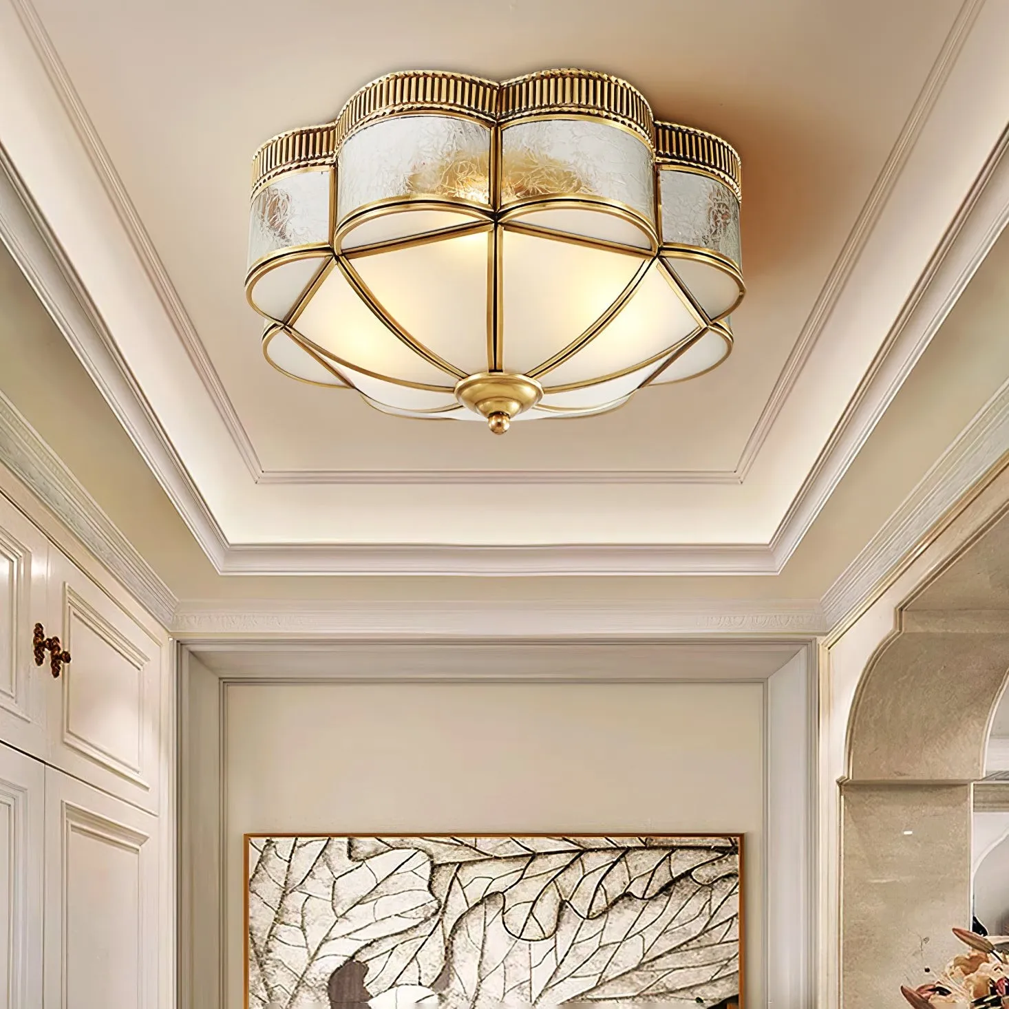 Brass Domed Flush Ceiling Lamp M572