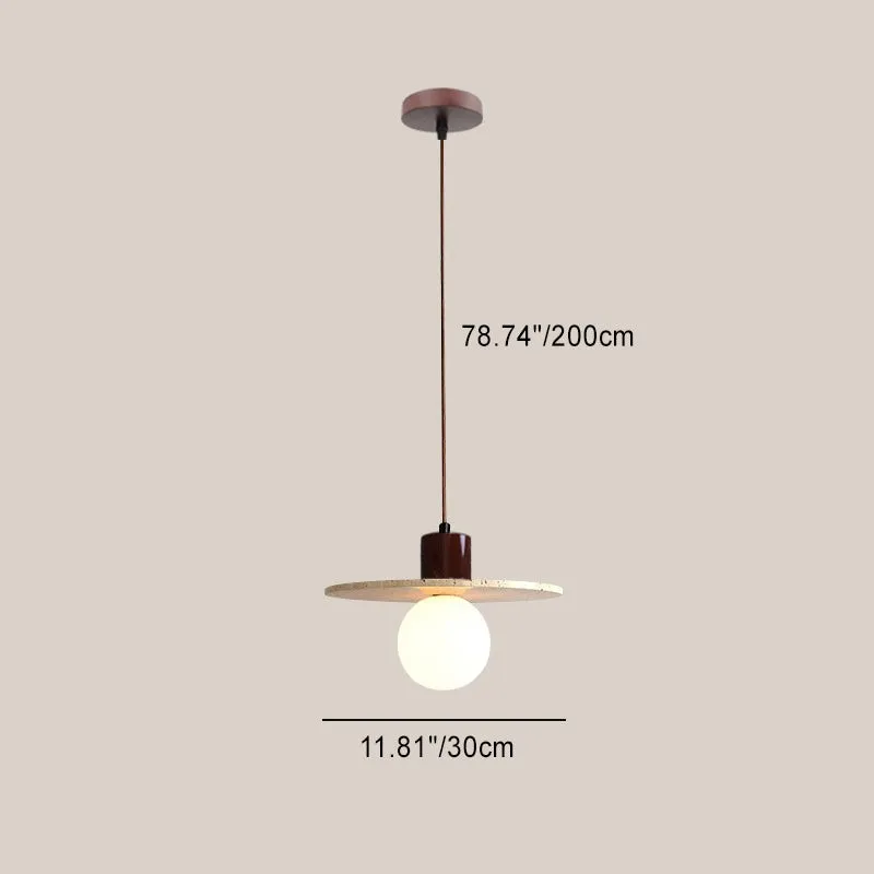 Traditional Japanese Travertine Wood Pendant Lamp M107