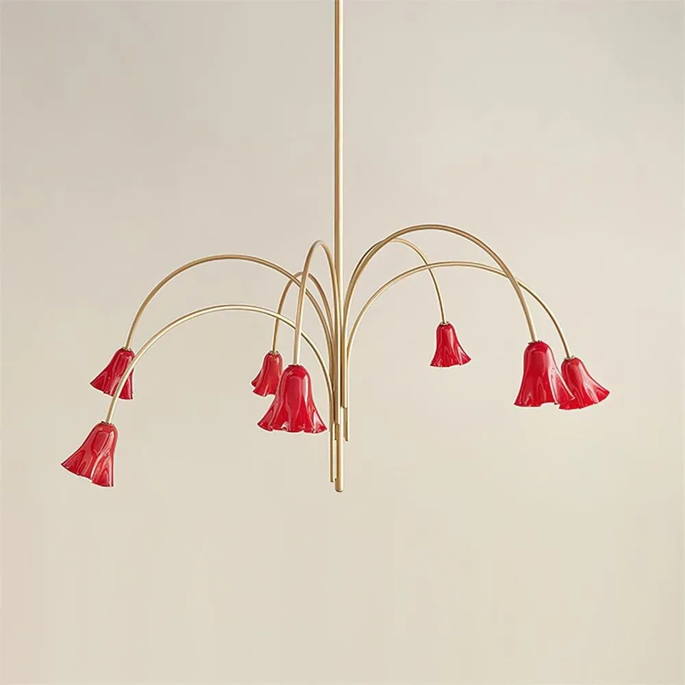 Bellina Modern Romantic Chandelier - Botanical Lily Design with Glass Flowers T280