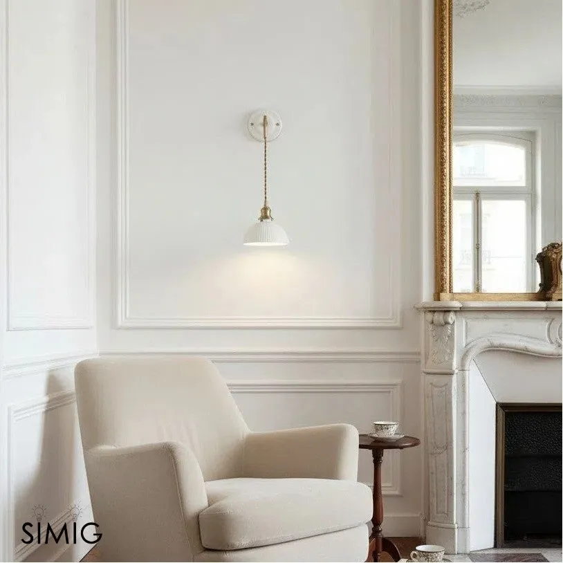 Elegant Ceramic Wall Sconce – Minimalist Modern Lighting for Living Rooms T449