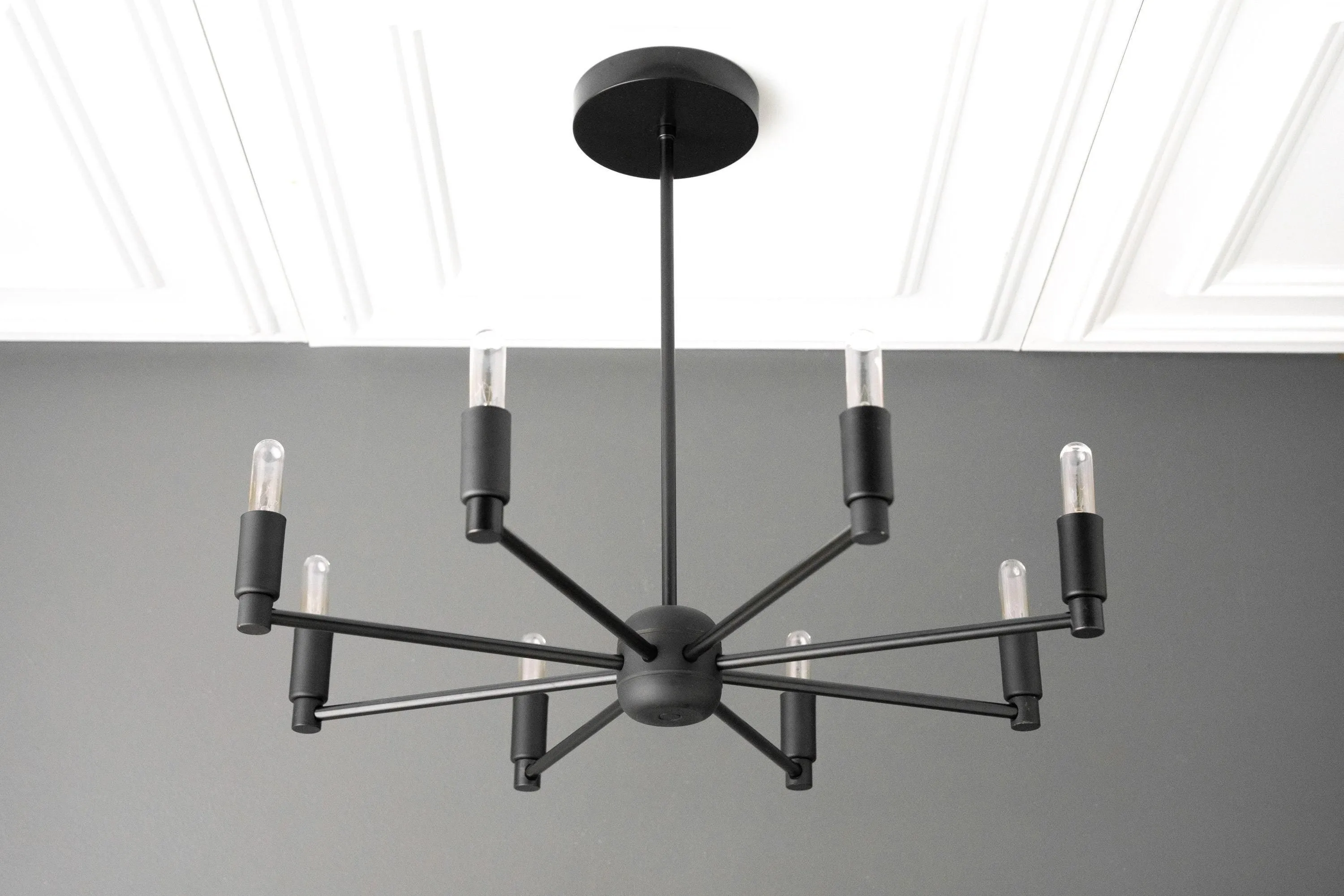Mobilux Line Modern Chandelier - 8 Arm Mid Century Hanging Light T338