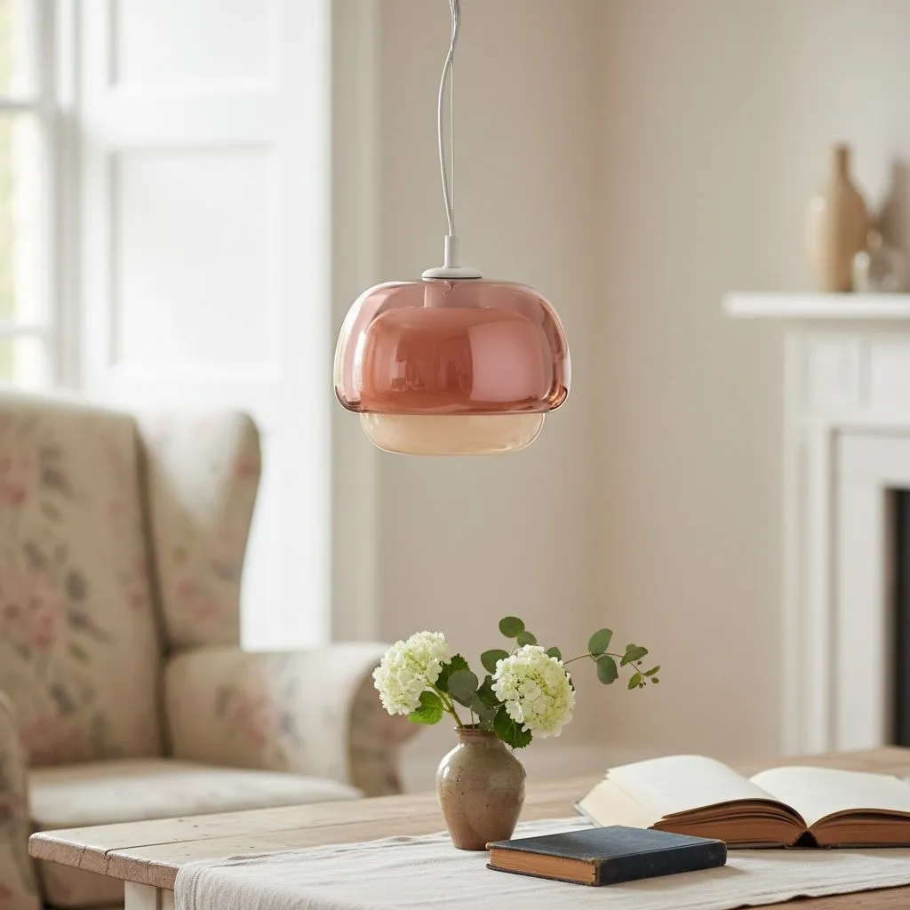 Clinco Modern Mushroom Pendant Light - Colored Glass Hanging Light T418