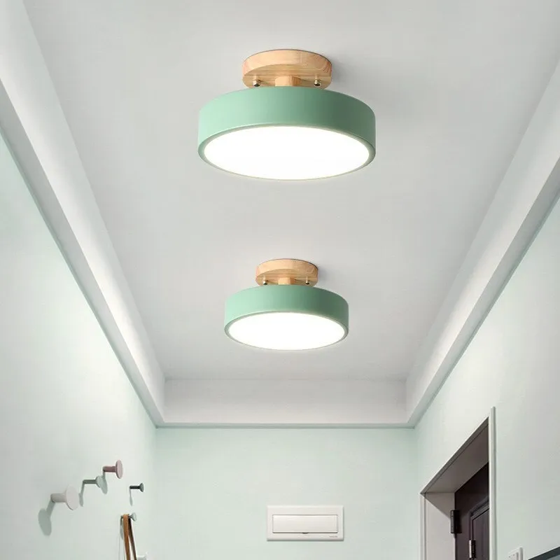 Nordic Macaroon Wooden Round Ceiling Lamp S82
