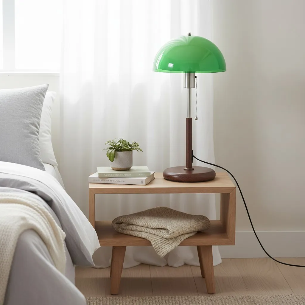 Afterglow Table Lamp Rounded Shade Bedside Accent Table Lamp - Modern Retro Style for Bedroom T582