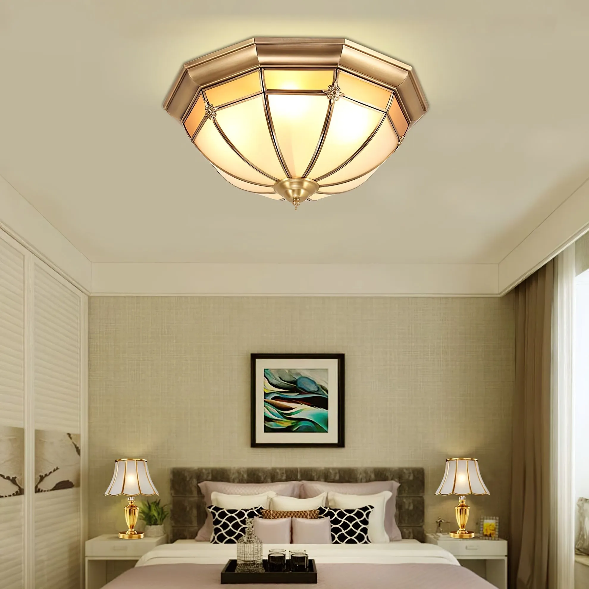 Dome Brass Flush Ceiling Lamp M563