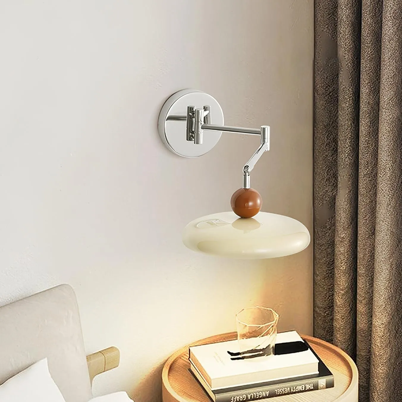 Cream Style Adjustable Swing Arm Disc Reading Wall Lamp M243