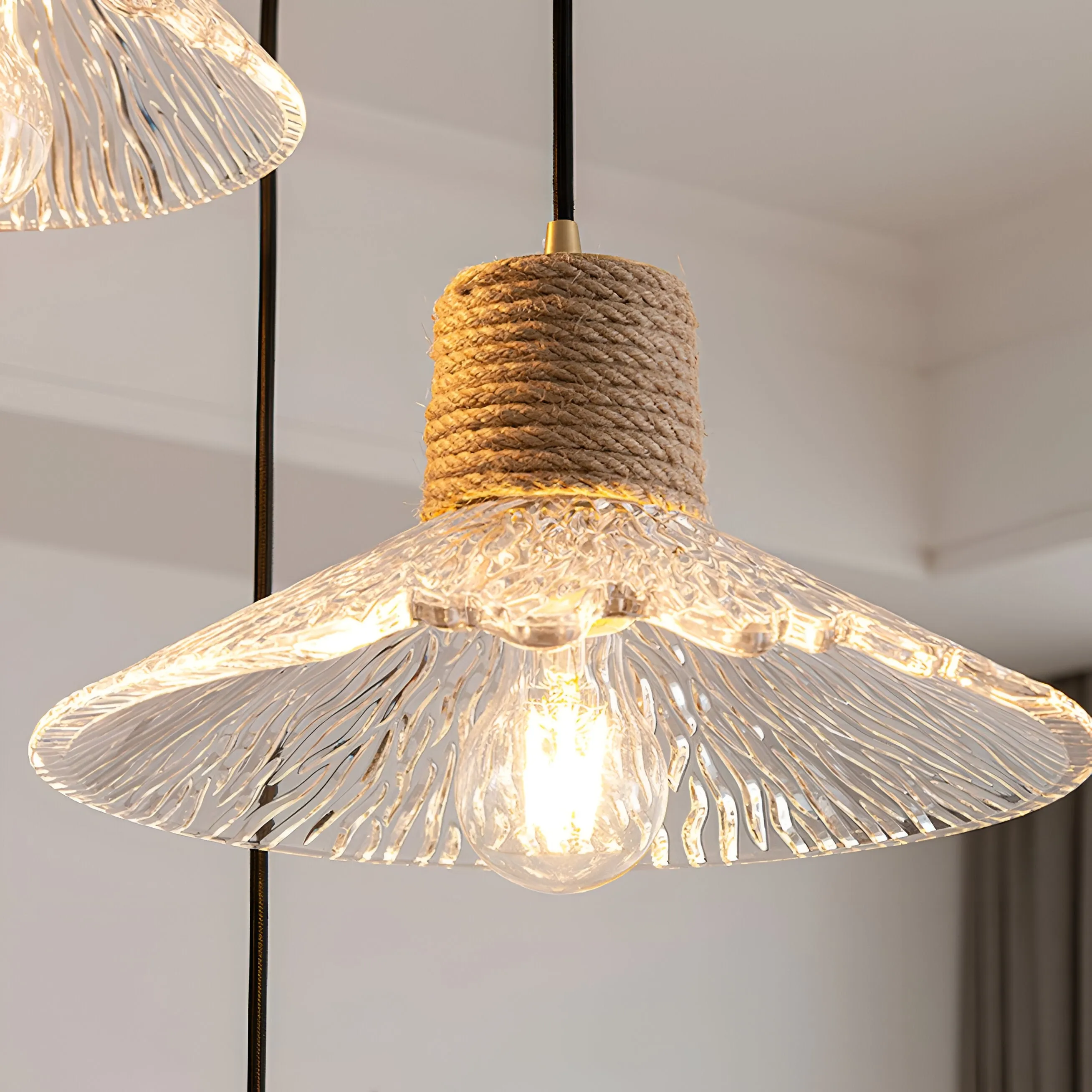 Nordic Hemp Rope Glass Pendant Light D938