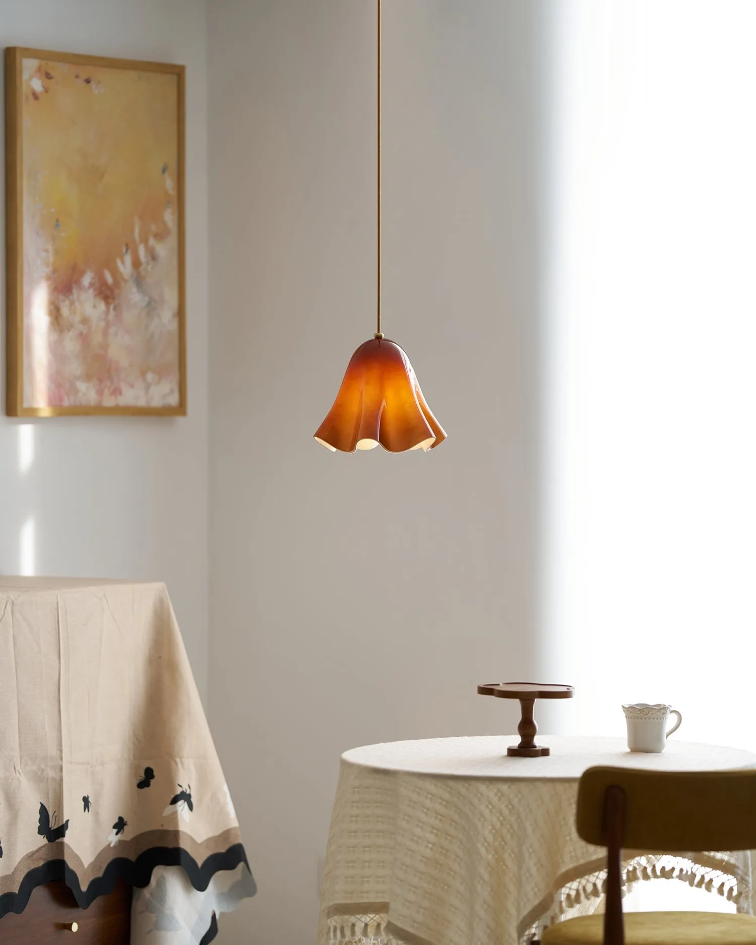 Bellina Artistic Glass Pendant Light - Modern Bloom Inspired Hanging Ceiling Lamp T279