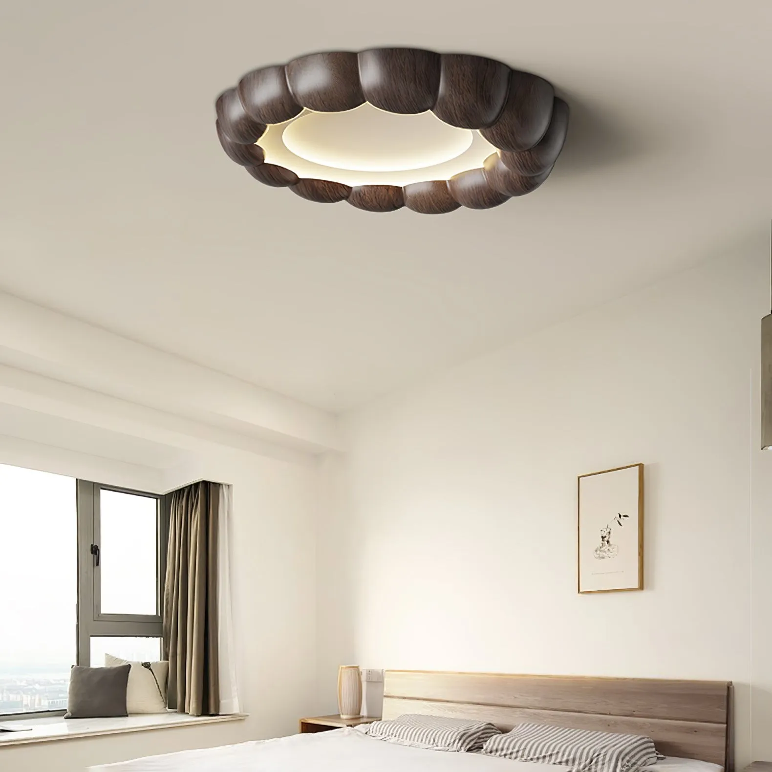 Faux Wood Ripple Ceiling Lamp M559