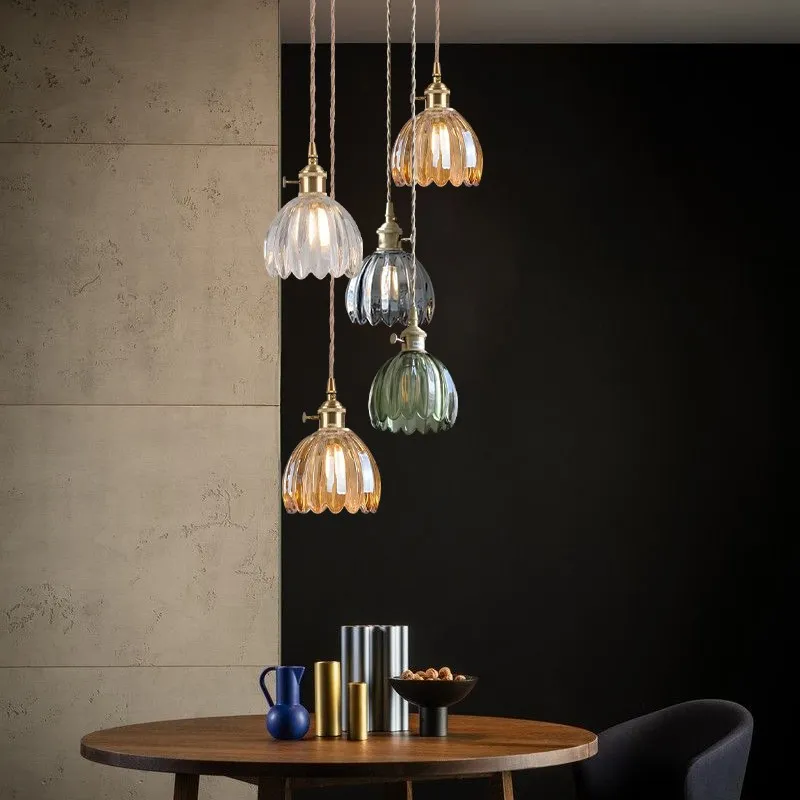 Japanese Retro Glass Flower Pendant Light S28