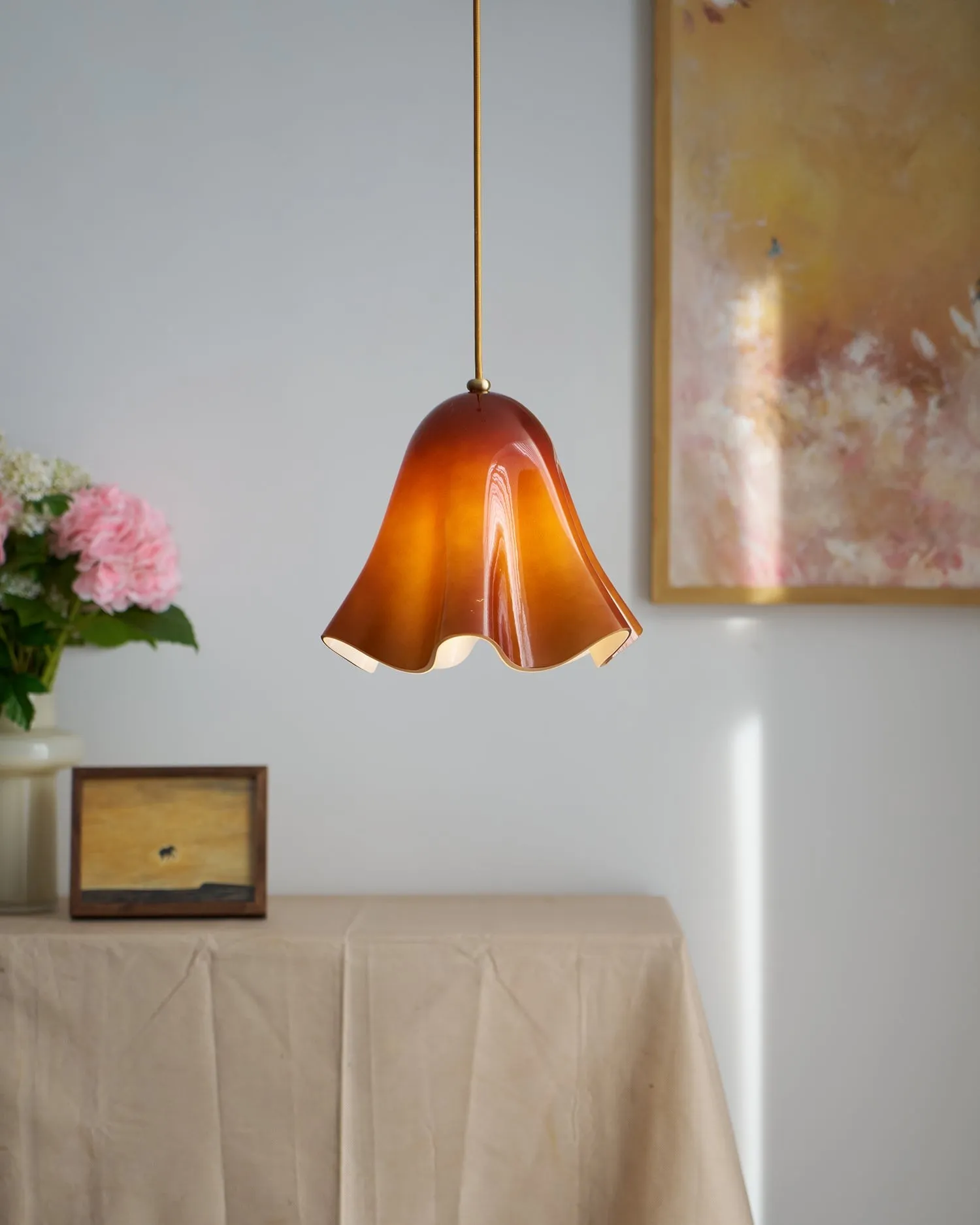 Bellina Artistic Glass Pendant Light - Modern Bloom Inspired Hanging Ceiling Lamp T279