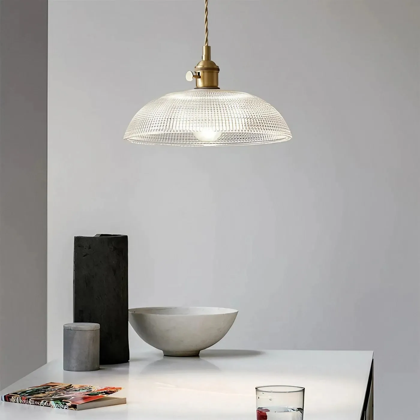 Velaris Vintage Copper Bowl Glass Pendant Light S96