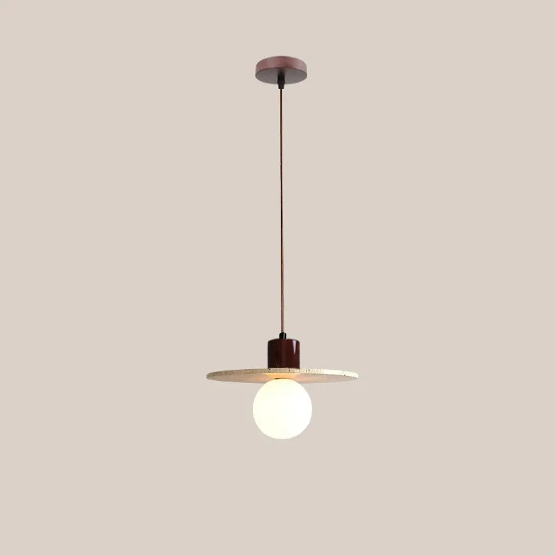 Traditional Japanese Travertine Wood Pendant Lamp M107