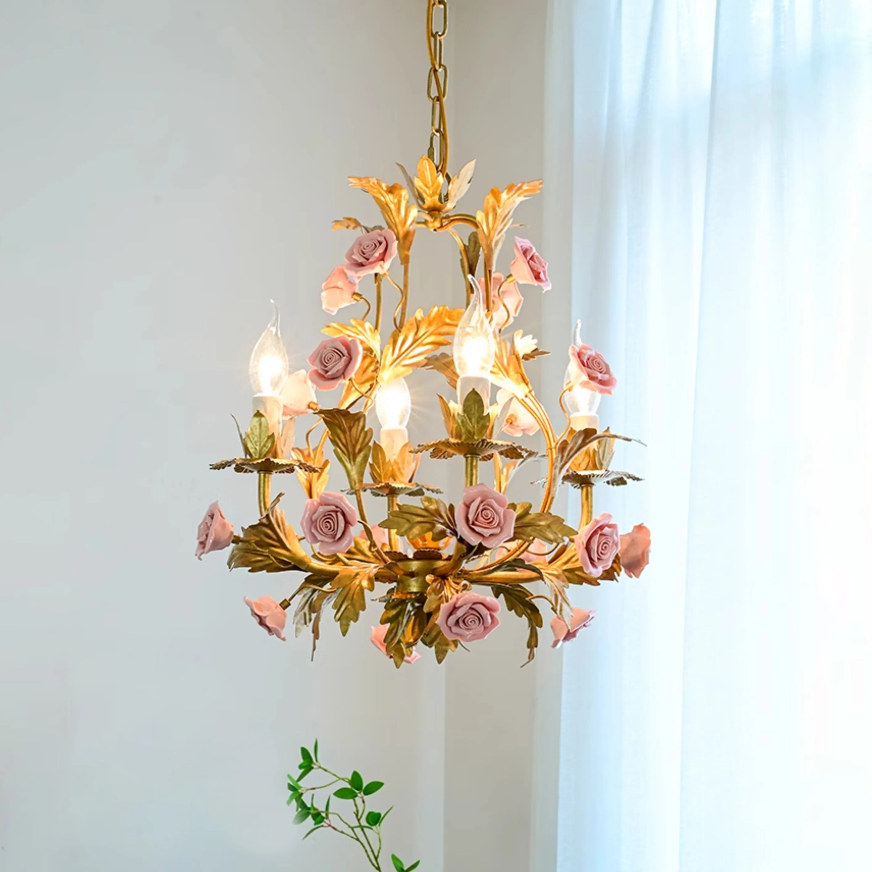 Ceramic Rose Chandelier D673