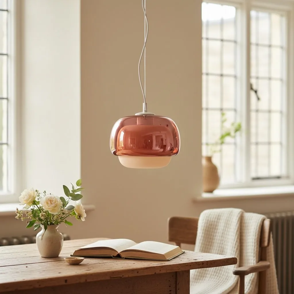 Clinco Modern Mushroom Pendant Light - Colored Glass Hanging Light T418