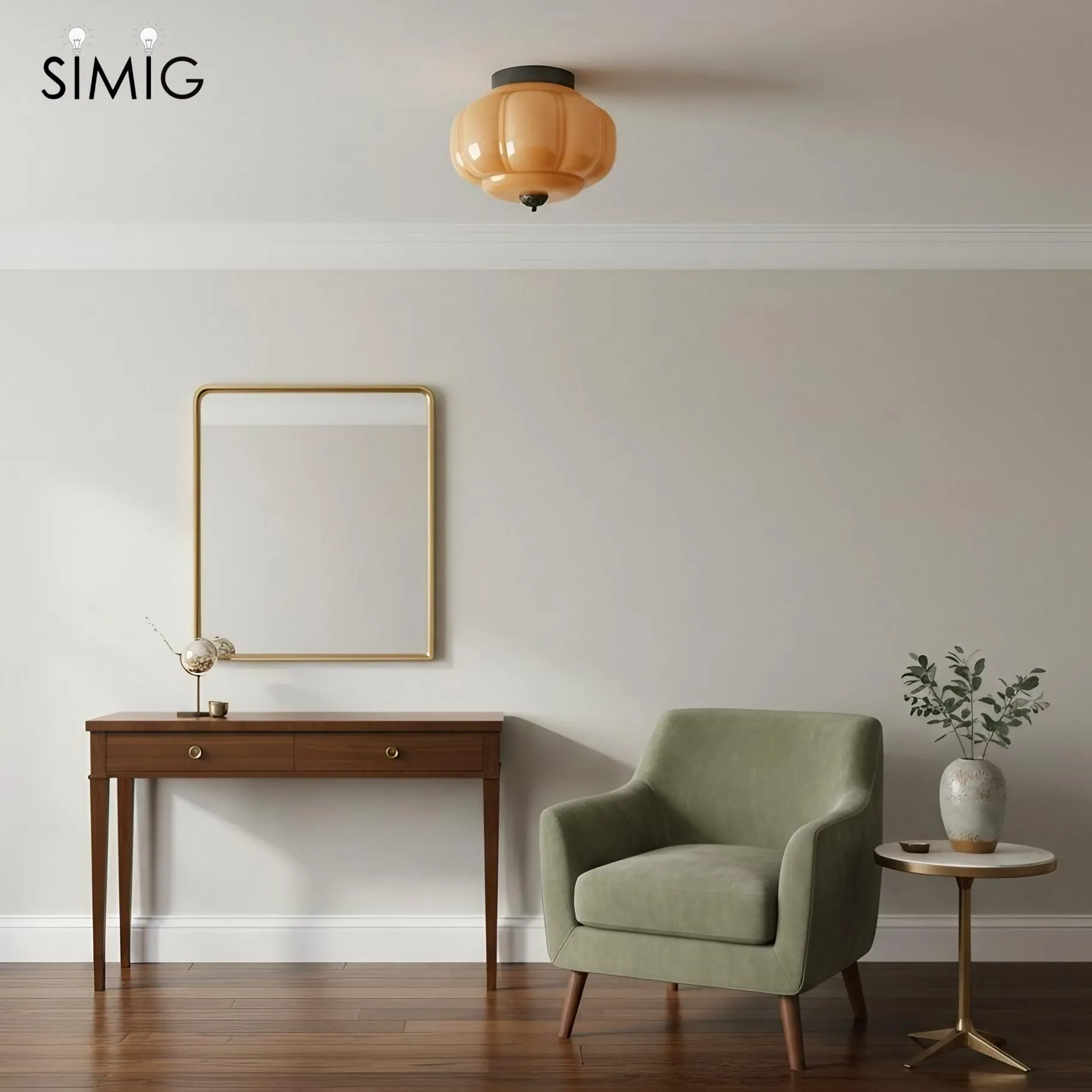 Eloise Retro Milk Glass Semi Flush Mount Ceiling Light G55