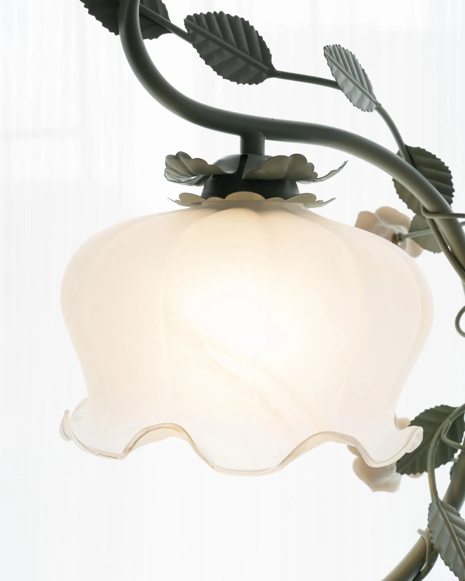 Green Pink White Rose Flower Table Lamp M209