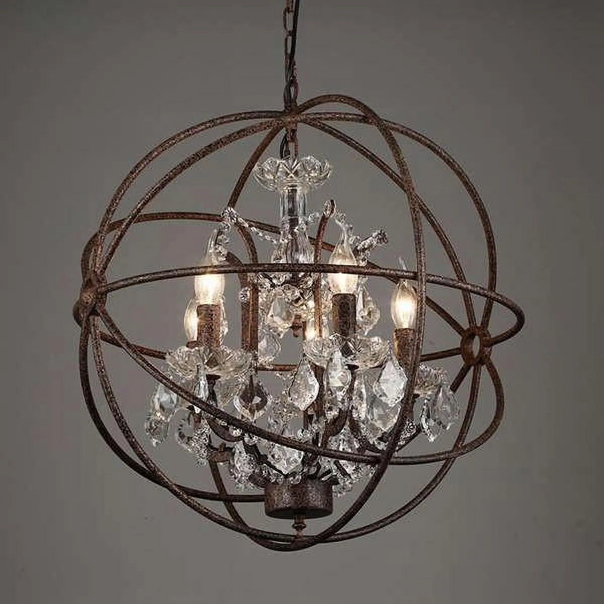 Retro Rust Iron Cage chandelier