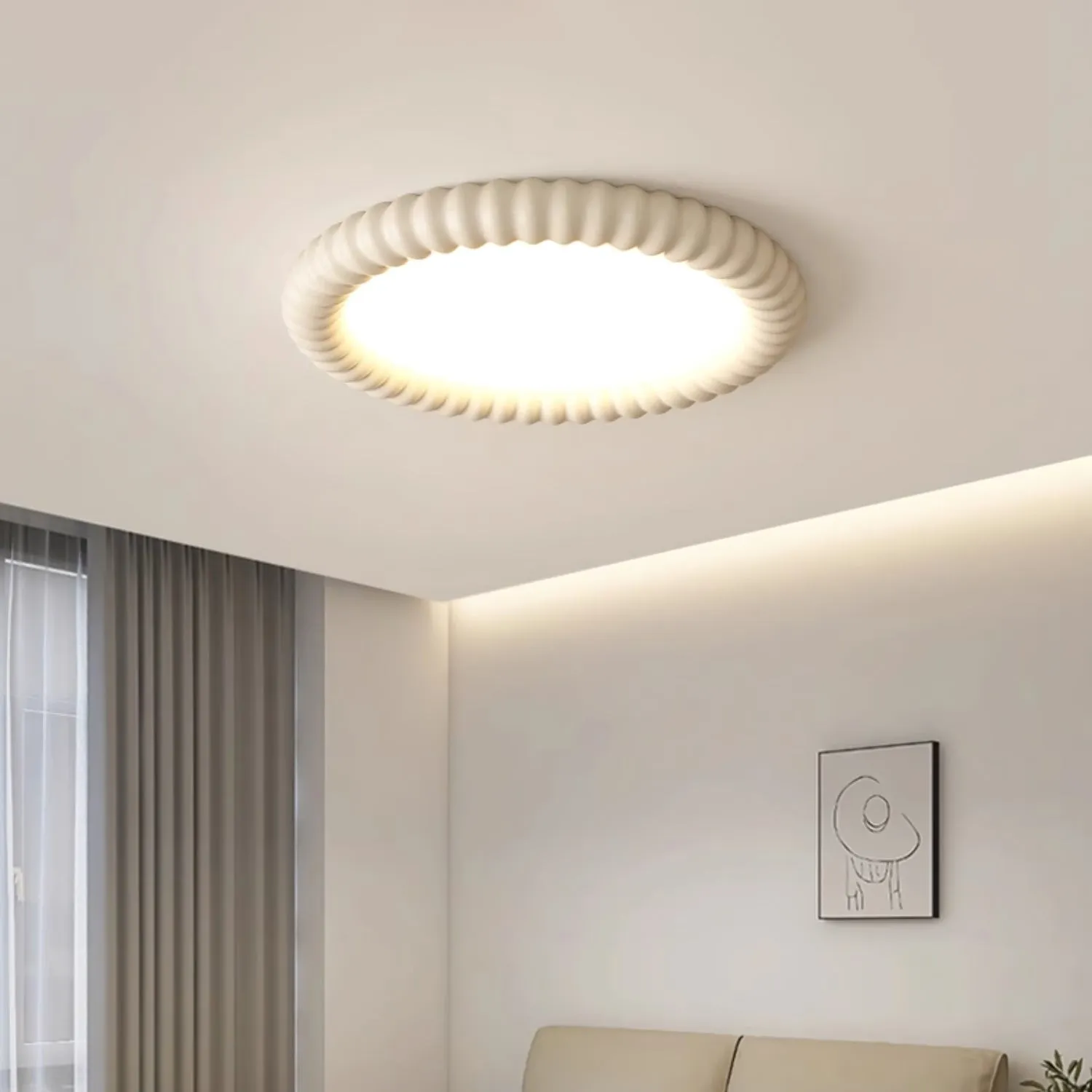 Cream Style Ripple Ring Ceiling Lamp M525