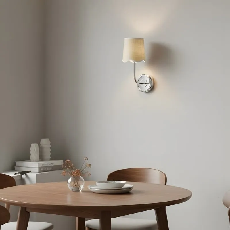 Glissum Contemporary Metal and Linen Wall Lamp with Soft Diffused Shade for Hallway or Entry T524